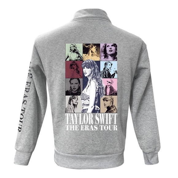 Taylor Swift Eras Tour Grey 1/4 Quarter Zip Pullover Sweatshirt - Picture 4 of 4